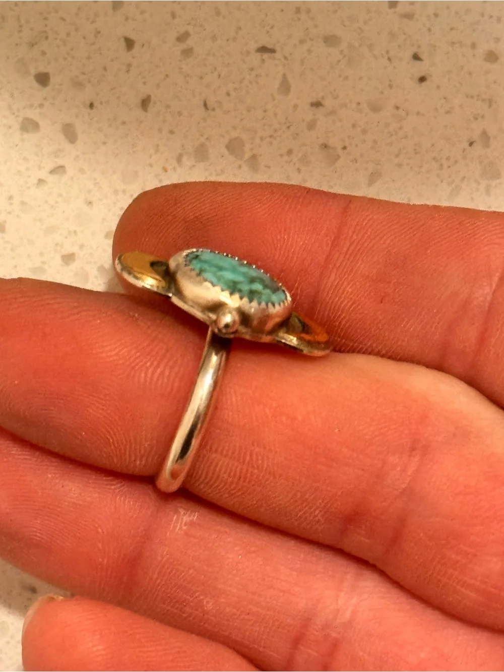 Vintage 925 Sterling Silver Turquoise Ring Signed Size 7